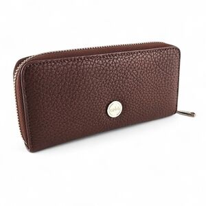 Co-Lab Women's Zip Around Small Wallet Chestnut Brown Pebbled Faux Leather